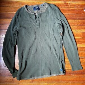 Scotch & Soda Men’s Thick 100% Cotton Army Green Henley Size L